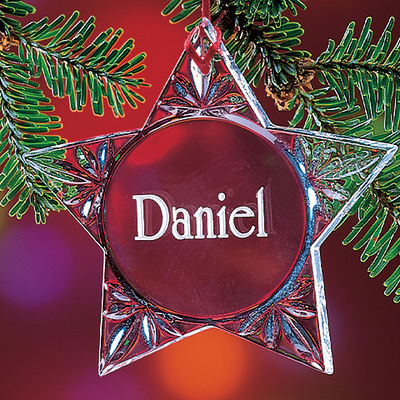 Deep Etched Personalized Crystal Star Ornament